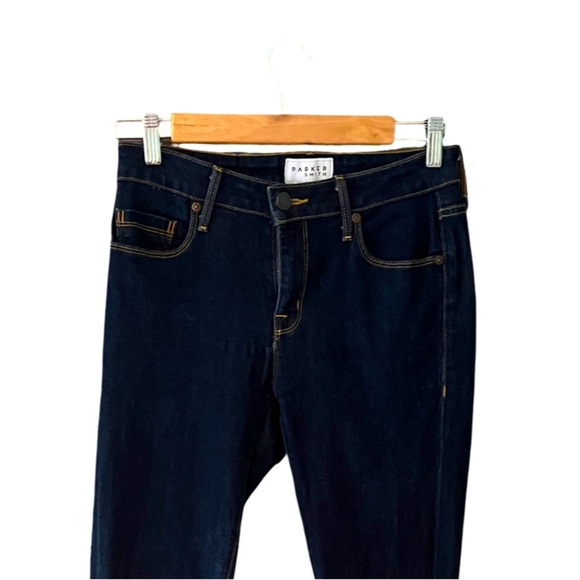 New Parker Smith Mid-Rise Dark Rinse Contrast Stitching Skinny Jeans Sze 0 - Picture 5 of 15